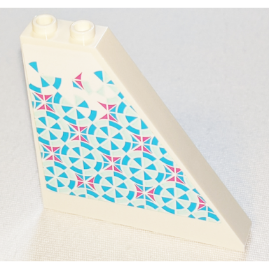 white slope 55 6 x 1 x 5 without bottom stud holders with dark pink light aqua and medium azure mosaic tiles pattern model right side sticker - set 41347