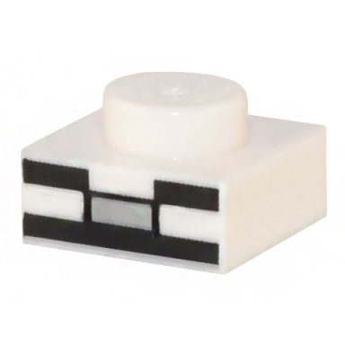 white plate 1 x 1 with black and light bluish gray rectangles with nose outline pattern minecraft micromob skeleton face