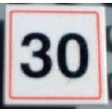 white road sign 2 x 2 square with clip with black 30 pattern