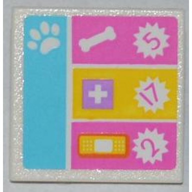 white road sign 2 x 2 square with clip with paw print dog bone white cross bandage and numbers 5 17 2 pattern sticker - set 3188