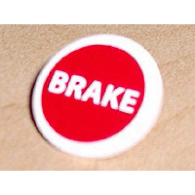 white road sign 2 x 2 round with clip with brake on red background pattern sticker - sets 8144 8375