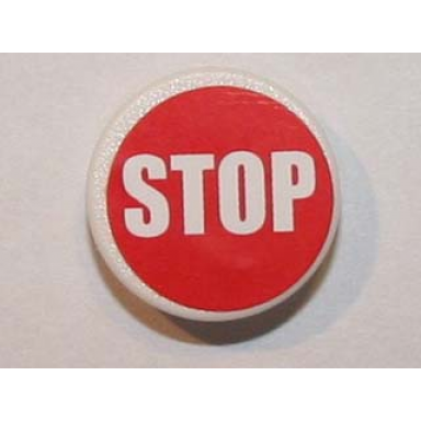 white road sign 2 x 2 round with clip with narrow font stop on red background pattern sticker - set 8864