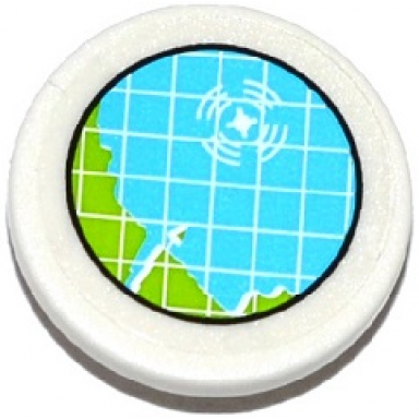 white road sign 2 x 2 round with clip with lime and medium azure map with grid and target pattern sticker - set 70173