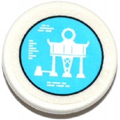white road sign 2 x 2 round with clip with offshore rig on medium azure screen pattern sticker - set 70173