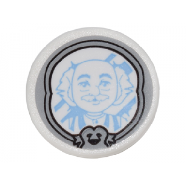 white road sign 2 x 2 round with clip with mirror with man in dark bluish gray frame pattern sticker - set 41067