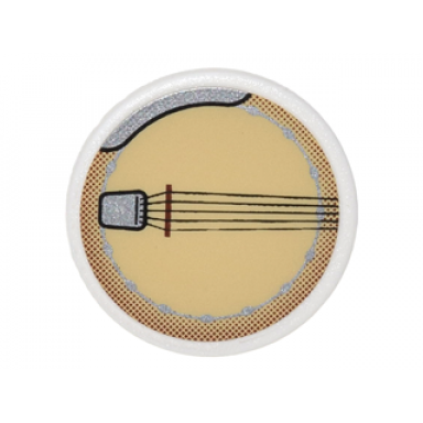white road sign 2 x 2 round with clip with banjo pattern sticker - set 10222