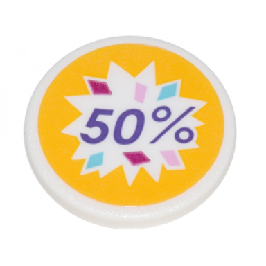 white road sign 2 x 2 round with clip with dark purple 50% and colored diamonds in starburst on bright light orange background pattern sticker - set 41132