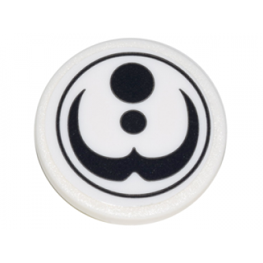 white road sign 2 x 2 round with clip with black dots and arc in circle alien conquest logo pattern sticker - set 70620