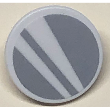 white road sign 2 x 2 round with clip with silver mirror and white stripes pattern sticker - set 41684