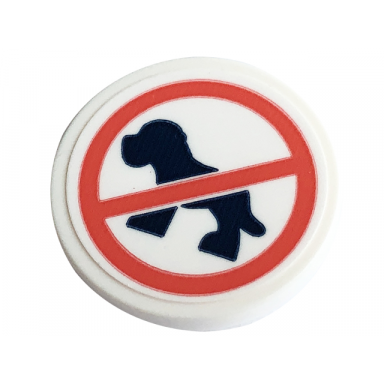 white road sign 2 x 2 round with clip with dark blue and coral no dogs pattern sticker - set 41741