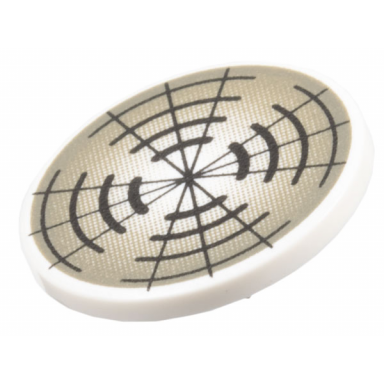white road sign 2 x 2 round with clip with radar dish pattern