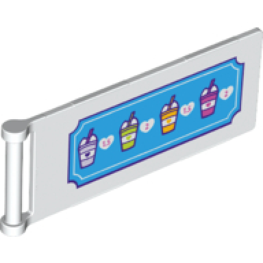 white flag 7 x 3 with bar handle with smoothie cups and prices pattern