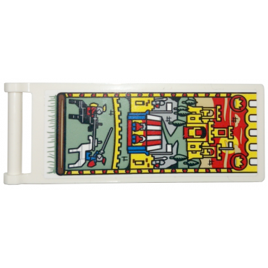 white flag 7 x 3 with bar handle with tapestry with castle scene pattern sticker - set 10332