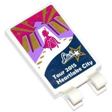 white tile modified 2 x 3 with 2 clips with female singer silhouette on stage livi and tour 2015 heartlake city pattern sticker - set 41107