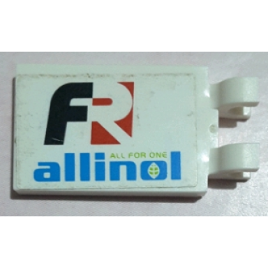 white tile modified 2 x 3 with 2 u clips with fr all for one allinol pattern model right side sticker - set 8678