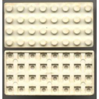 white plate 4 x 8 with waffle bottom