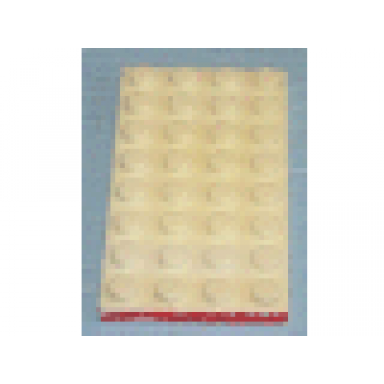 white plate 4 x 8 with waffle bottom with red line on 1 short edge pattern
