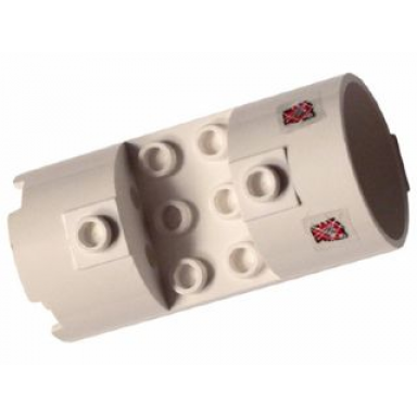 white cylinder 3 x 6 x 2 2 3 horizontal with two scratched space police 3 badges pattern stickers - set 5972