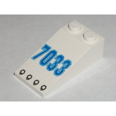 white slope 18 4 x 2 with blue 7033 and black rivets pattern
