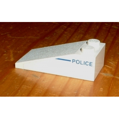 white slope 18 4 x 2 with police right of line pattern sticker - set 1376