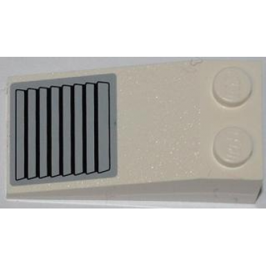 white slope 18 4 x 2 with black vent grille on gray background pattern sticker - set 7213