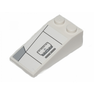 white slope 18 4 x 2 with black lines and light bluish gray hull plates pattern 1 model left sticker - set 75003