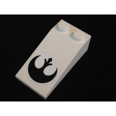 white slope 18 4 x 2 with black sw rebel alliance symbol pattern sticker - set 7754