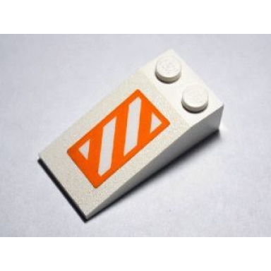 white slope 18 4 x 2 with orange and white danger stripes pattern sticker - set 10129