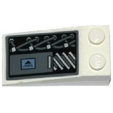 white slope 18 4 x 2 with cables and worm screw pattern sticker - set 70223