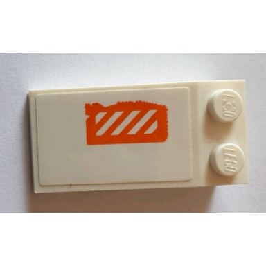white slope 18 4 x 2 with worn orange and white danger stripes pattern sticker - set 75144