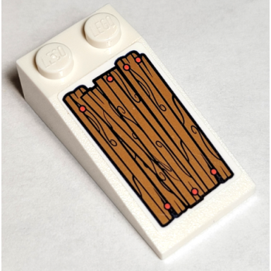 white slope 18 4 x 2 with 4 wood grain boards and coral nails pattern model left side sticker - set 41380