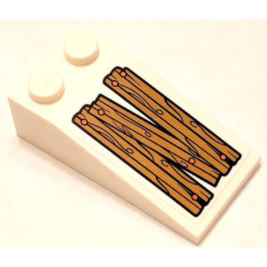 white slope 18 4 x 2 with 3 wood grain boards and coral nails pattern model right side sticker - set 41380