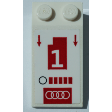 white slope 18 4 x 2 with white number 1 red arrows and audi logo pattern sticker - set 75872