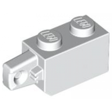 white hinge brick 1 x 2 locking with 1 finger vertical end