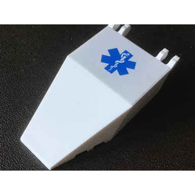 white windscreen 7 x 4 x 1 2 3 with locking dual 2 fingers 9 teeth with blue emt star of life pattern sticker - set 2064