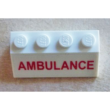 white slope 45 2 x 4 with red ambulance pattern sticker - set 60023