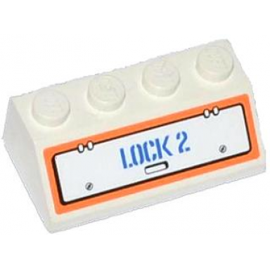 white slope 45 2 x 4 with hatch and lock 2 pattern sticker - set 60015