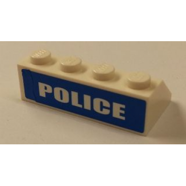 white slope 45 2 x 4 with white police blue background wide pattern on backside sticker - set 7285