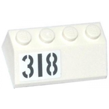 white slope 45 2 x 4 with light bluish gray 318 pattern model right side sticker - set 76041