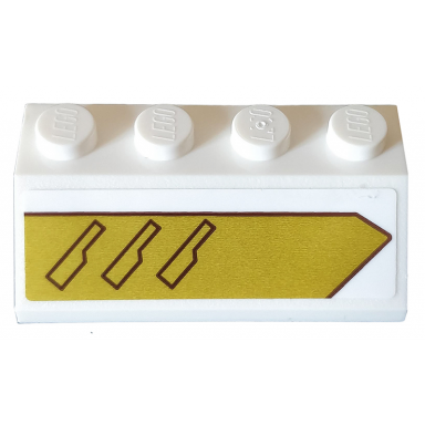 white slope 45 2 x 4 with vents on gold background pattern model left side sticker - set 75970