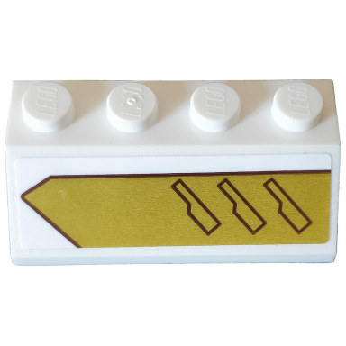 white slope 45 2 x 4 with vents on gold background pattern model right side sticker - set 75970