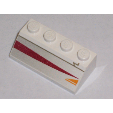 white slope 45 2 x 4 with jedi starfighter pattern model left side