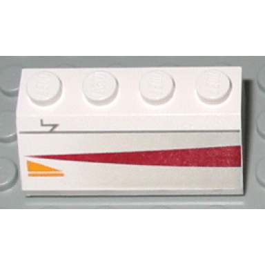 white slope 45 2 x 4 with jedi starfighter pattern model right side