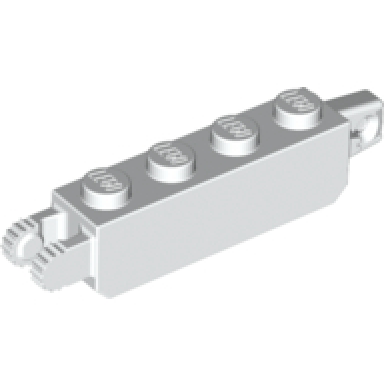 white hinge brick 1 x 4 locking with 1 finger vertical end and 2 fingers vertical end
