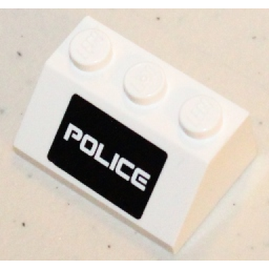 white slope 45 2 x 3 with white police on black background pattern sticker - set 5985
