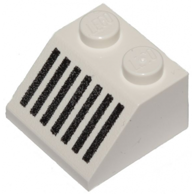 white slope 45 2 x 2 with black grille with 7 vertical lines pattern
