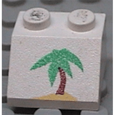 white slope 45 2 x 2 with palm tree pattern