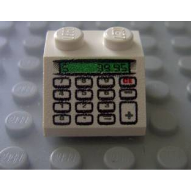 white slope 45 2 x 2 with cash register and $39.95 pattern