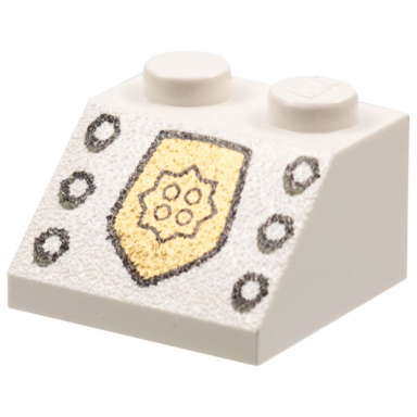 white slope 45 2 x 2 with world city gold police badge and bolts pattern