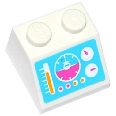 white slope 45 2 x 2 with airplane horizon indicator white gauges bright light orange and dark pink buttons on medium azure background pattern sticker - set 41100